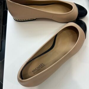Michael Kors Cream and Black Cap-Toe Flats